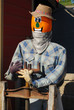 Pumpkin puppet farmer on a farmers market