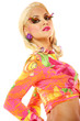 Long haired blonde woman in makeup