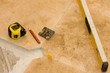 Tools on tile floor - travertine-