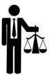 business man or figure holding up scales of justice