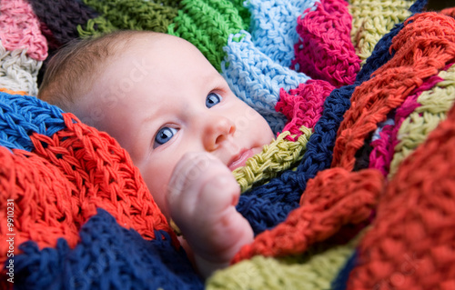 Cute Baby Girls  Blue Eyes on Portrait Of Three Month Old Baby Girl With Big Blue Eyes    Blueorange