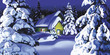 Magical New Year forest at the night