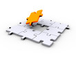 Jigsaw puzzle with a missing orange piece to complete Jigsaw puzzle with a missing orange piece to complete