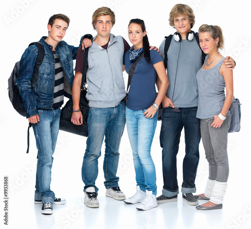Student Bags on Group Of Students Standing With Bags    Yuri Arcurs  9933868   See