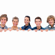 Closeup portrait of young friends with copyspace