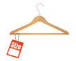 coat hanger and blank size tag on white