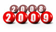 New year concept made of 3d spheres, focus set in foreground