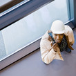 High angle view of construction worker in hard-hat