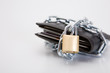 black locked wallet on the white background