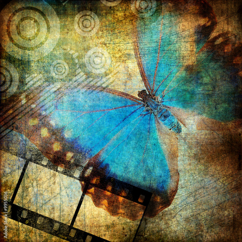 grungy artwork with butterfly