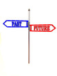 blank arrows directions. Future and past. 3d