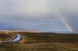 Landscape with rainbow and road in Iceland