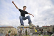 Boy practicing skate in a skate park