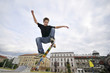 Boy practicing skate in a skate park
