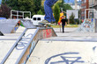 Boy practicing skate in a skate park