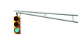 Isolated Green traffic signal light on white