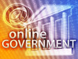 Electronic government illustrated by building and data Electronic government illustrated by building and data