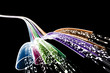 binary code data flowing through optical wires. Crystal version.