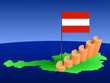 euros graph on Austria map with flag illustration