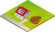 Haus mit Erdwärme und Solarzelle  schematisch