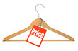coat hanger and price tag on white background