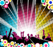 People at the concert - teal, pink and yellow version
