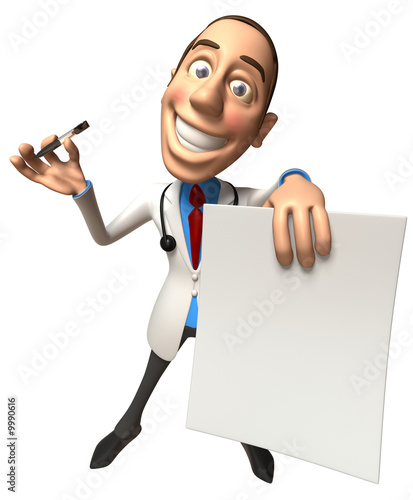 Illustration: Docteur avec un signe blanc Docteur avec un signe blanc