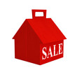 Packing box in the form of a house. Object over white Packing box in the form of a house. Object over white