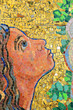 Detail of Artistic mosaic with praying woman profile