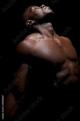 African american body builder posing