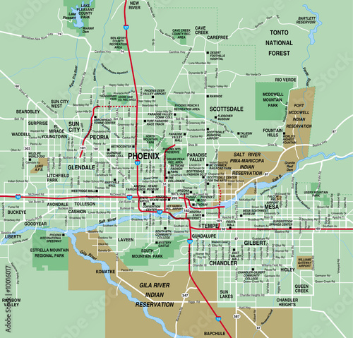 Illustration: Phoenix, AZ Metro Area Map Phoenix, AZ Metro Area Map