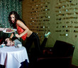 Model(s), photographed in a bar, on a night out.