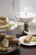 An arrangement of sandwiches and scones for afternoon tea