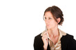Young attractive Caucasian business woman in thought