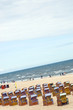 Beach and roofed wicker beach chairs Baltic sea