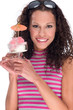 woman with ice-cream, isolated on white woman with ice-cream, isolated on white