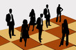 A chess figure and people