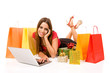 Beautiful young woman shopping over internet Beautiful young woman shopping over internet