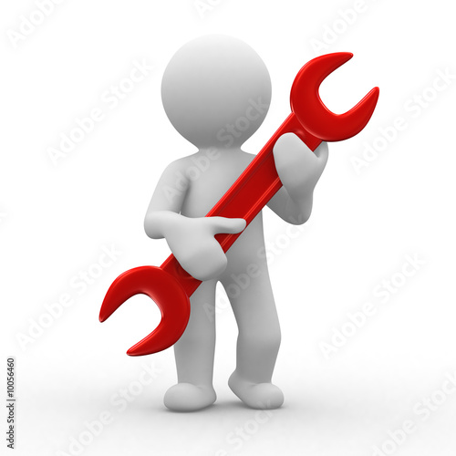 Illustration: 3d human carry a big tool in hands 3d human carry a big tool in hands