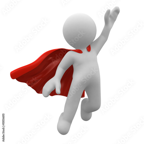 Illustration: 3d super hero with red cape 3d super hero with red cape