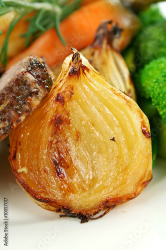 Photo: Delicious caramelized sliced baked onion ready to serve. Delicious caramelized sliced baked onion ready to serve.