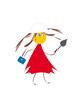 Girl-builder with a helmet and trowel. Abstract picture.