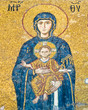 Mosaic of Virgin Mary holding Jesus Christ