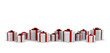 many white gift boxes with red ribbon and bow isolated many white gift boxes with red ribbon and bow isolated