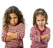 two little girls  in quarrel isolated on white