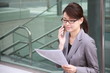 businesswoman talks with a mobile phone