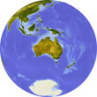 Globe, centered on Australia, with clipping path.