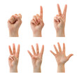 Counting woman hands (0 to 5) isolated on white background Counting woman hands (0 to 5) isolated on white background