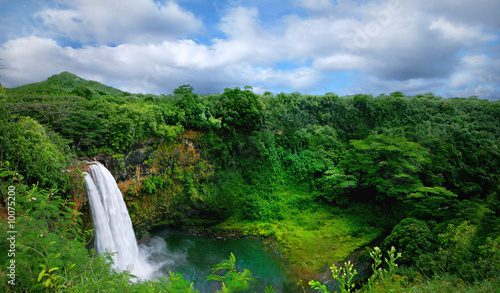 Photo: Lush Green Landscape Waterfall on the Hawaiian Islands Lush Green Landscape Waterfall on the Hawaiian Islands