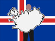 Business man with Iceland sign and flag illustration